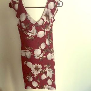 Floral print red dress